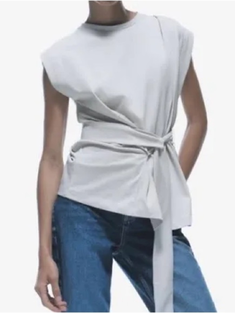 NWT Zara Tie-Waist Cap Sleeve Top